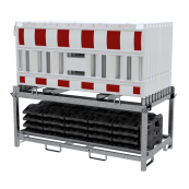SET | with 20 panel fence | and 21 base plates | on storage and transport traverse | without lamp adapter | with red/white foil, type RA2/C | type of barrier NOX white